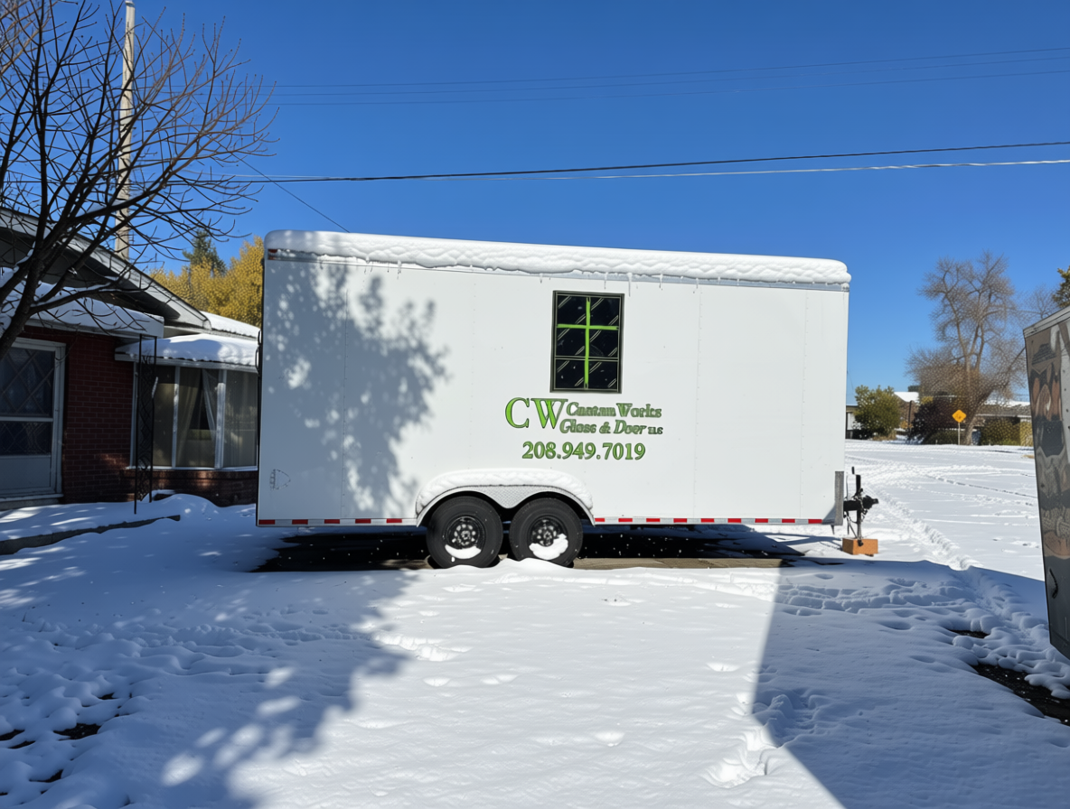 CW Custom Works service trailer in Idaho winter - ready for 24/7 emergency calls