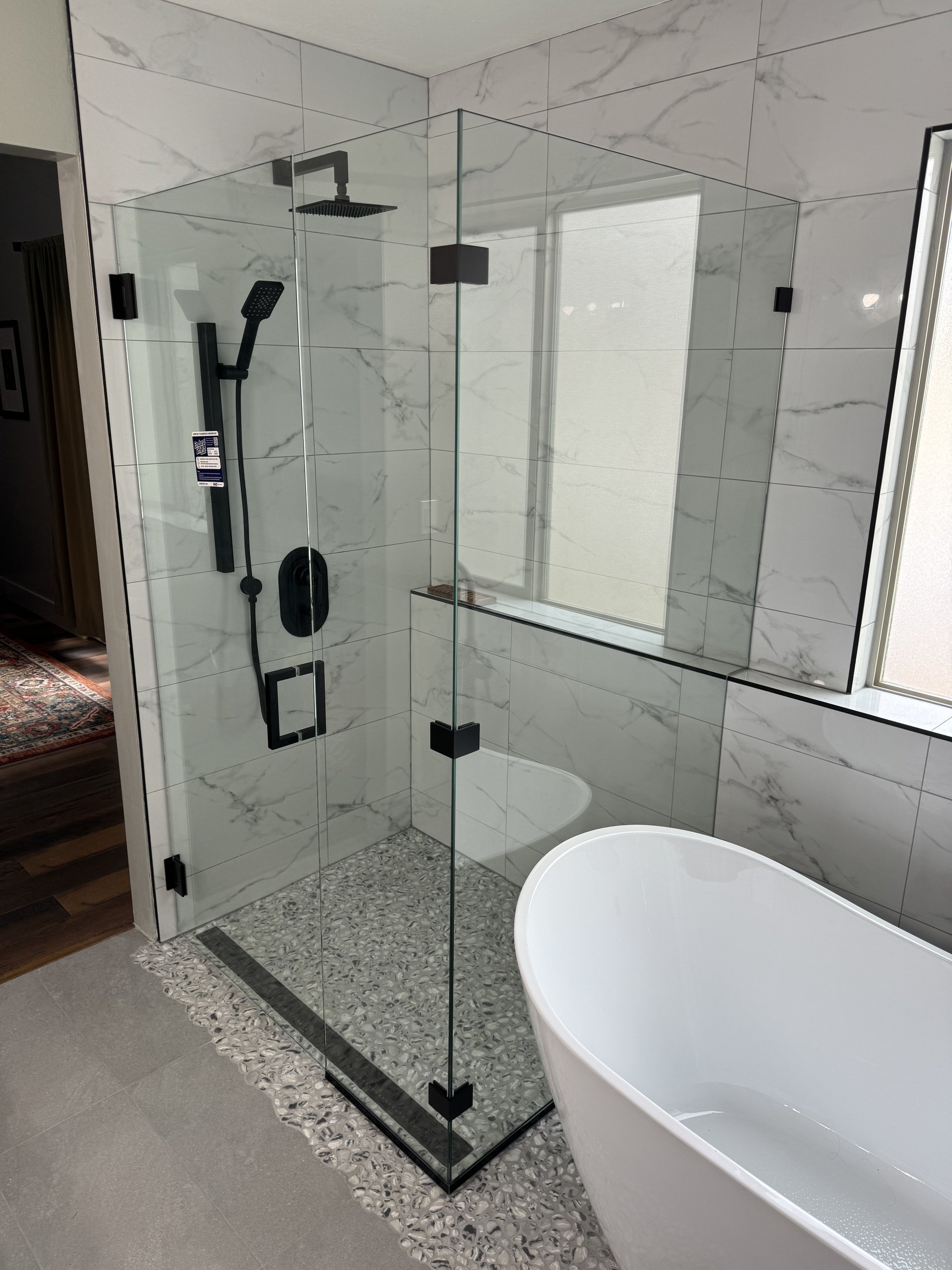 Custom frameless shower door