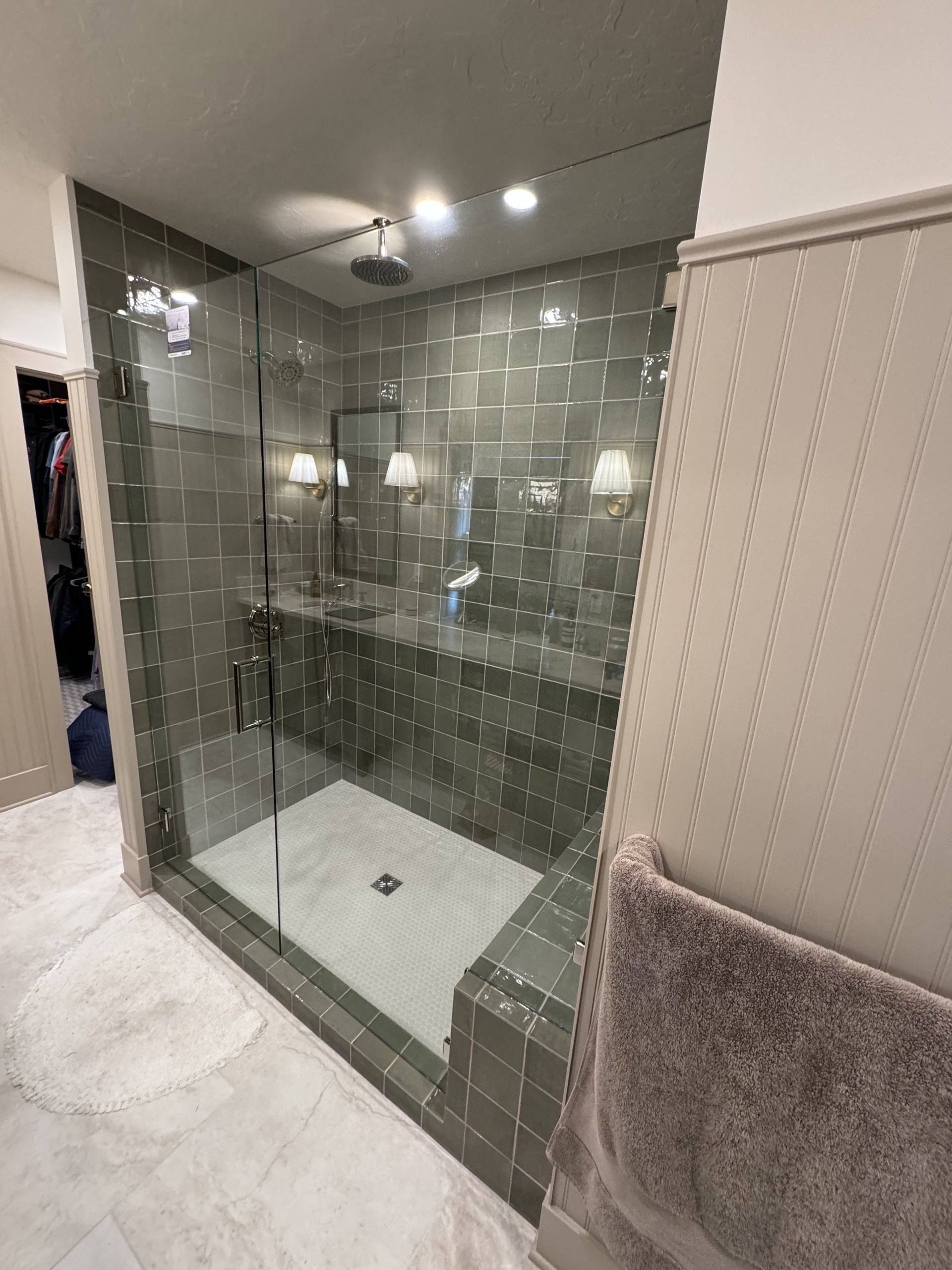 Custom frameless shower door